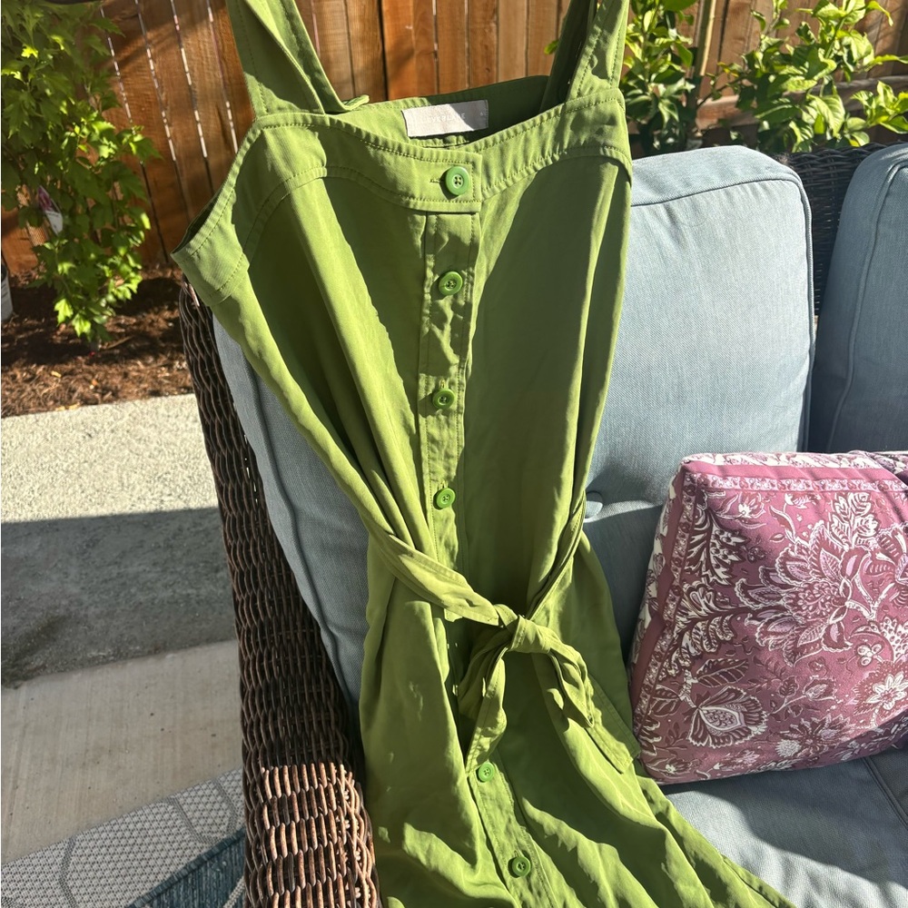 Everlane Green Japanese go weave Button-Down Dress